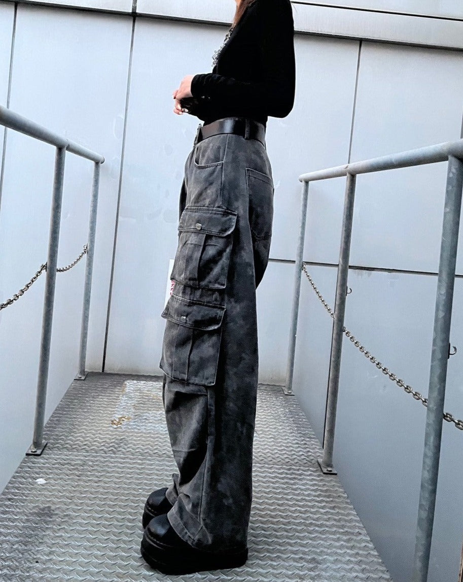 dyed wide cargo denim KSG18988 | 韓国ストリートファッション 