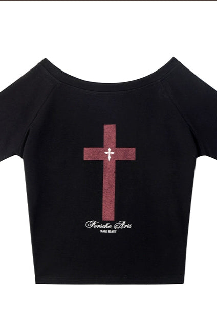 cross in blood off-shoulder KSG20901