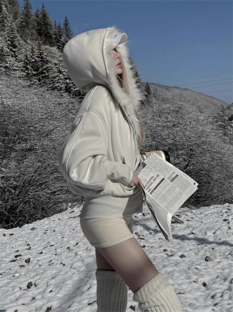 Snow Fluffy Cropped Parker KSG20954