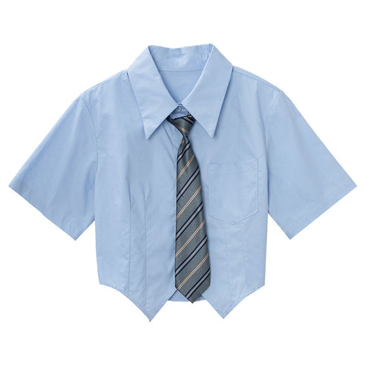 【スピード発送】ネクタイ付きクロップドスクールシャツ KSG20396
