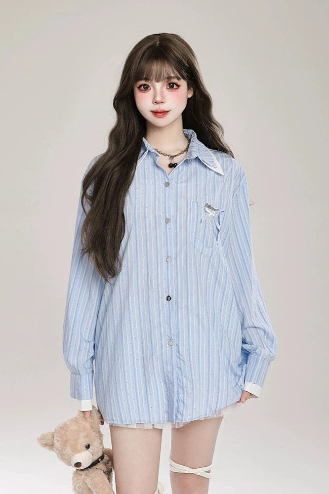 oversize stripe shirts KSG20648