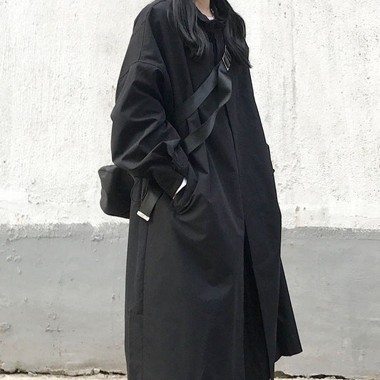 ブラックロングトレンチコート KSG17483