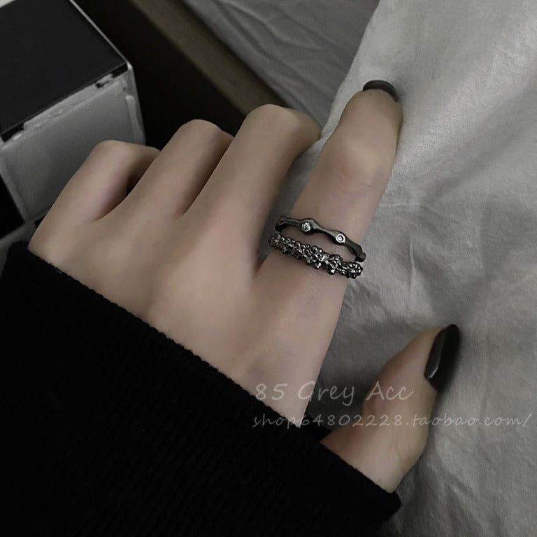 silver double ring KSG12212