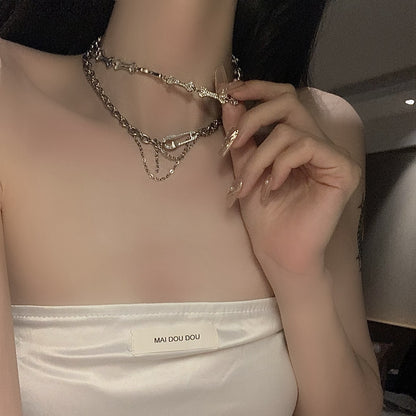 bone choker + chain necklace set KSG12134