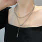 silver layered charm necklace KSG14968