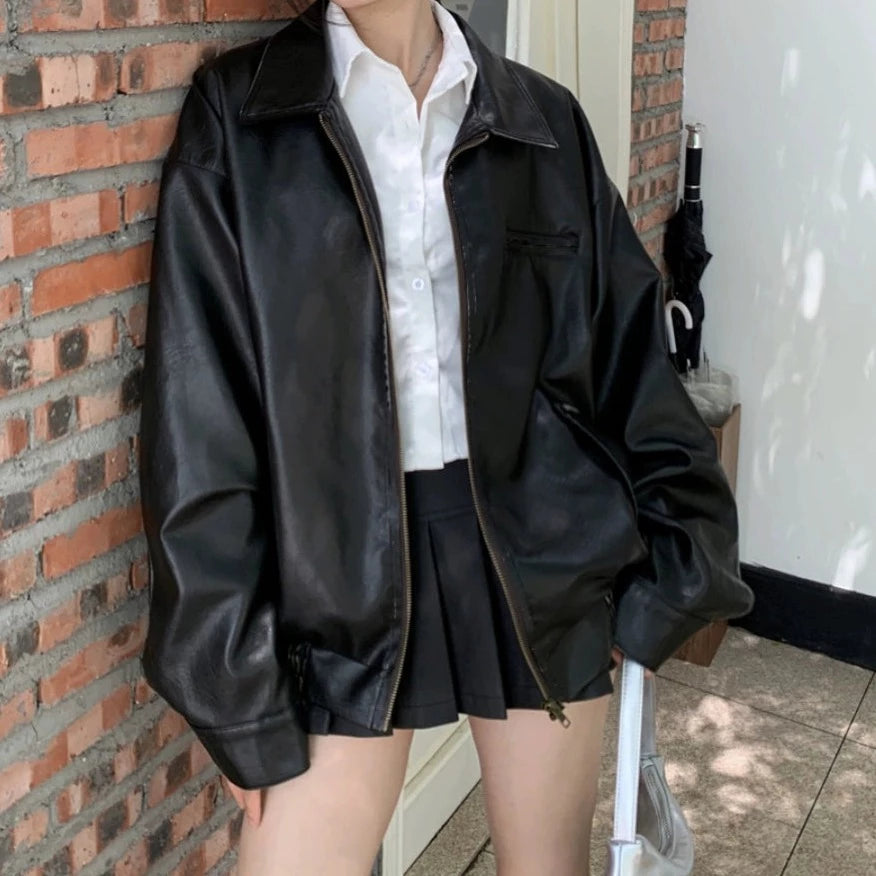 レザージャケット＋プリーツスカートセットアップ KSG18762 | 韓国