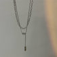 silver layered charm necklace KSG14968